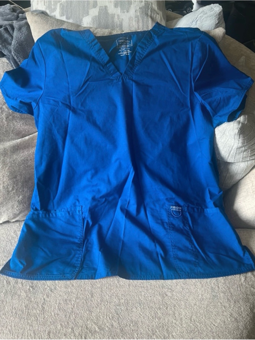 Cherokee Royal Blue V‑Neck Short Sleeve Scrub Top